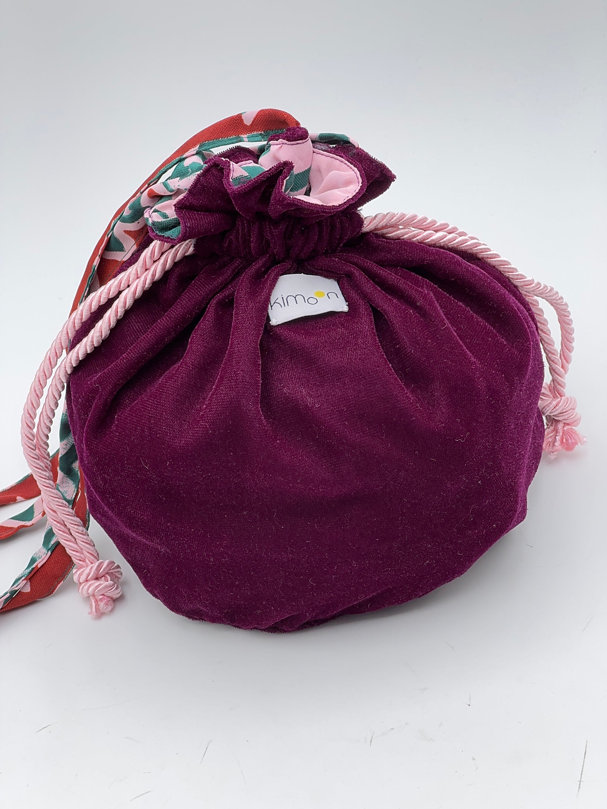 Borsetta in velluto prugna artigianale e reversibile KIMOON